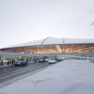 Exterior render of Terminal 3 at China's Changchun Longjia International Airport by MAD