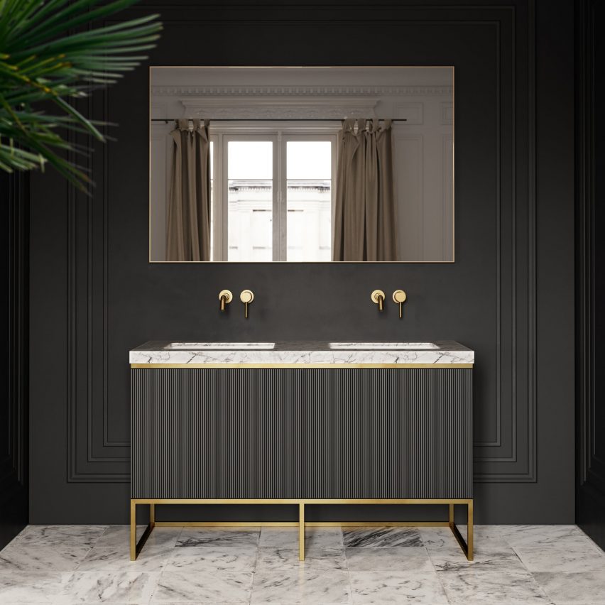 Couture bathroom range featuring a mirror and plant 
