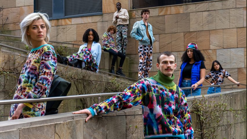 A group of people wearing Cap_able's colourful knits