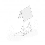 Farouche Tremblant rental cabin exploded isometric drawing by Atelier l'Abri
