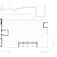 Roof level floor plan of a school extension and renovation by Charles F Bloszies