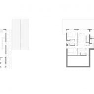Ground floor and first floor plans of the Catskills ski house by Elizabeth Roberts Architects