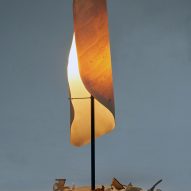 Photo of light with lampshade made from algae