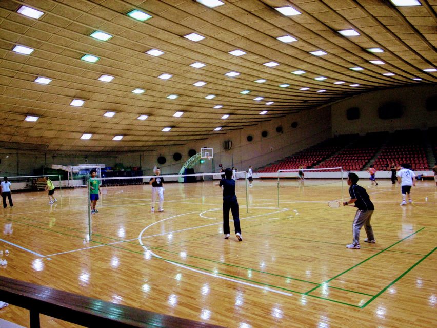 Interior of sports hall by Kenzo Tange