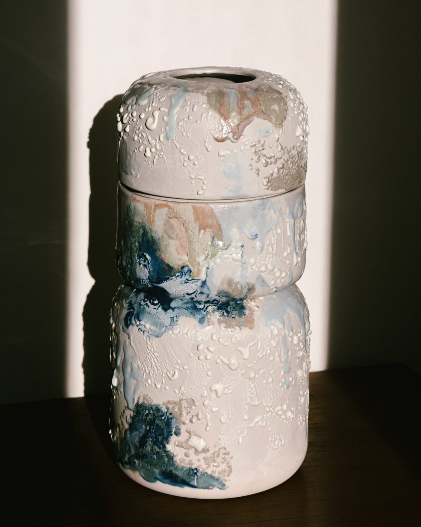 Raina Lee KUNOKAIKU urn collaboration blue