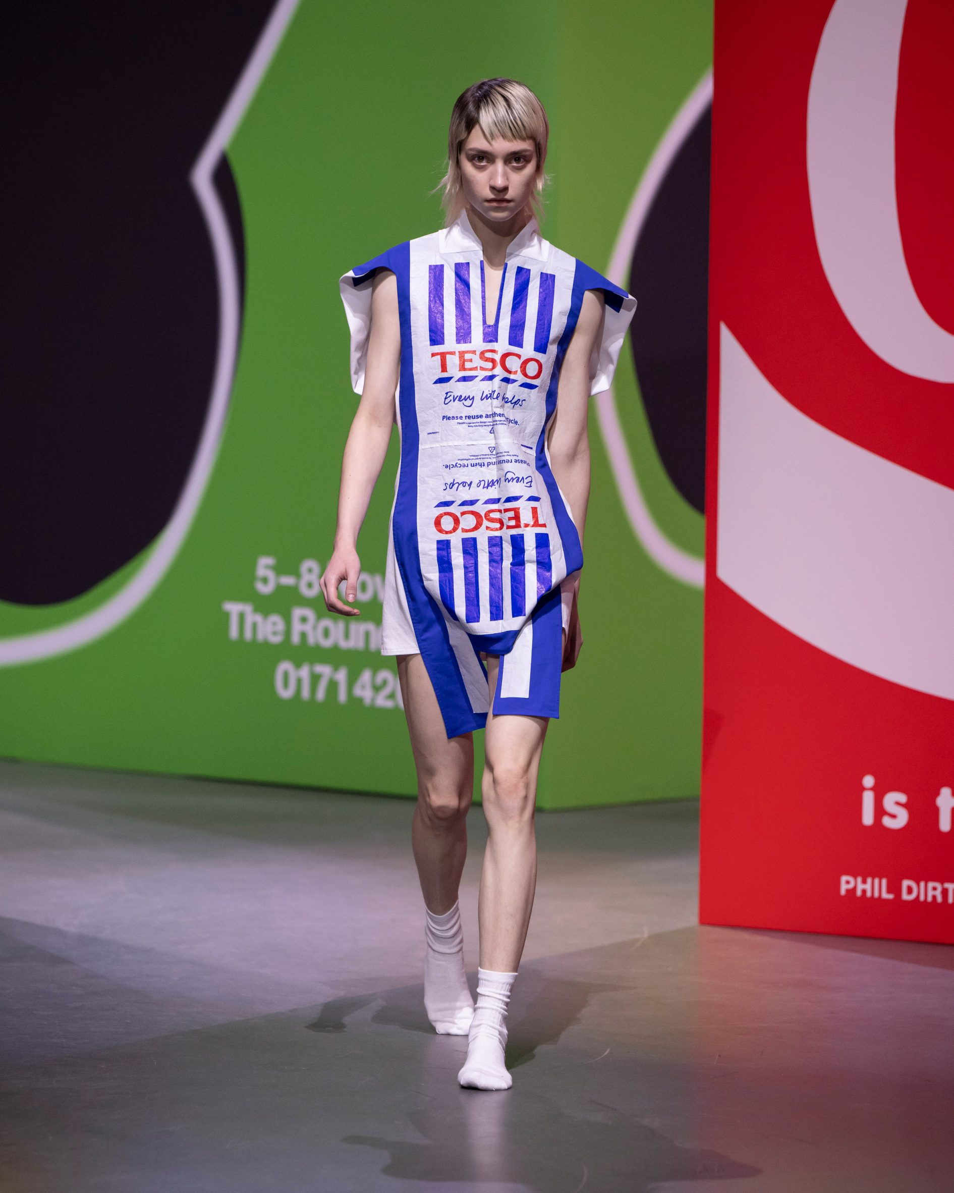 JW Anderson show with Tesco bag dress