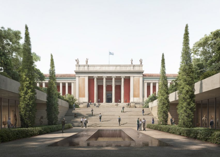 Visual of courtyard at the National Archaeological Museum in Athens 