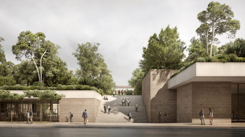 External render of National Archaeological Museum in Athens by David Chipperfield Architects