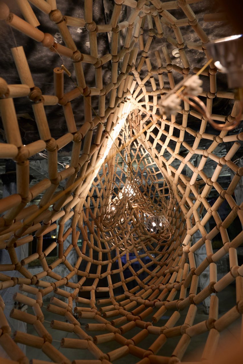 The inside of a light installation at Natural Connections