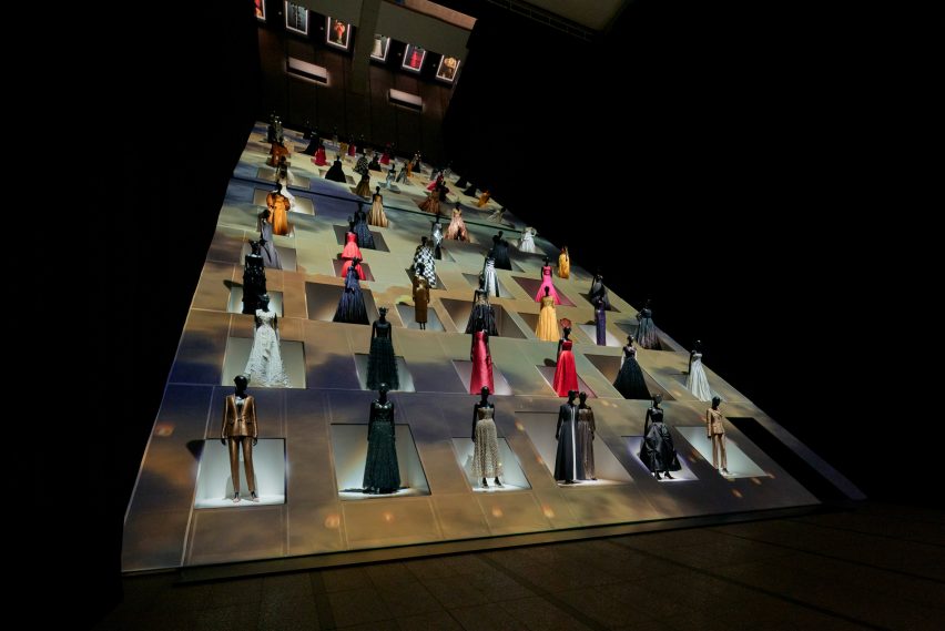 Shrine-like pyramidal structure in Christian Dior retrospective