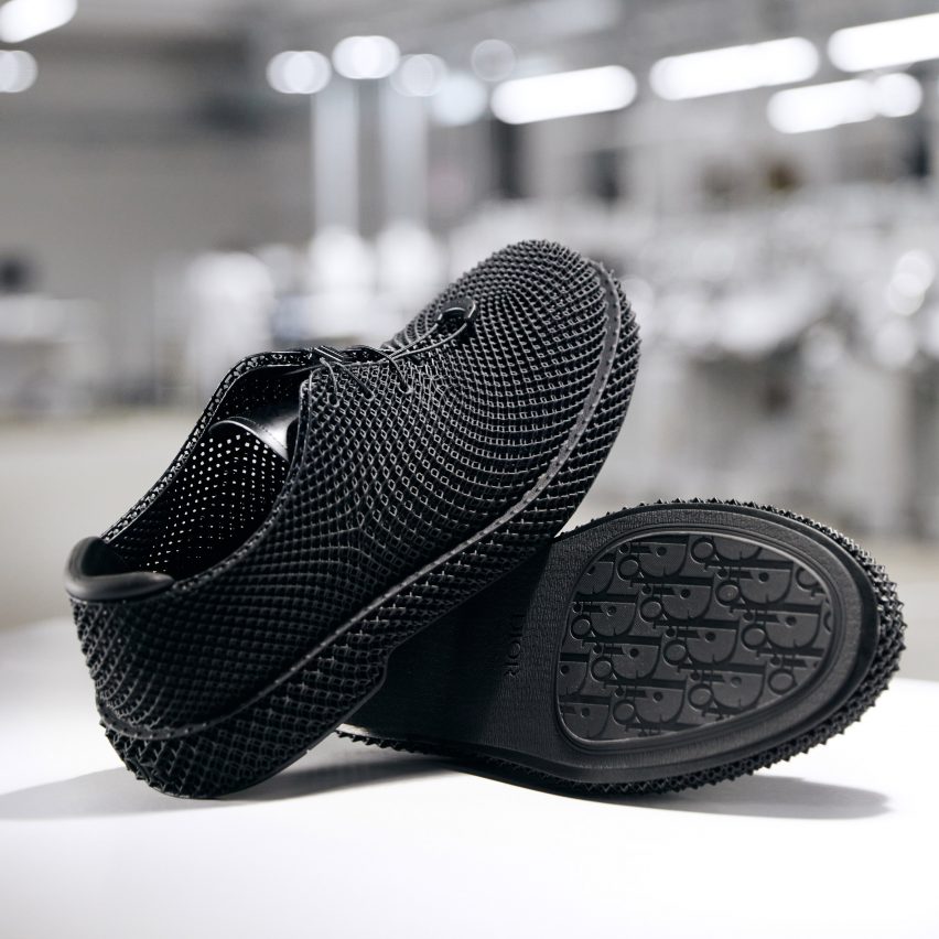 Black Dior shoes at Paris Fashion Week