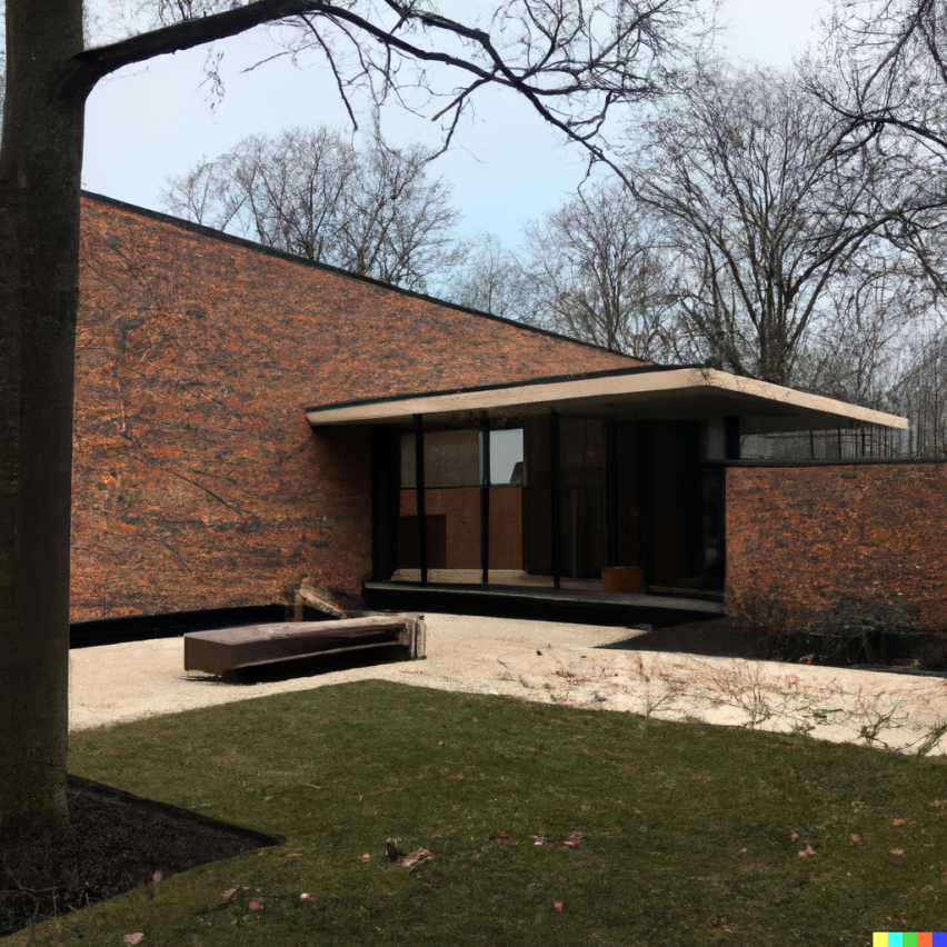 red brick mies van der rohe house by dall e 2