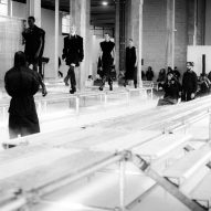 Rick Owens references architectural silhouettes on industrial runway at Palais de Tokyo