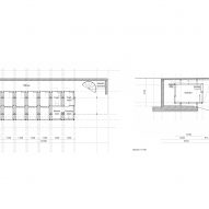 Floor plan and section of the guesthouse in Japan designed by Schemata Architects