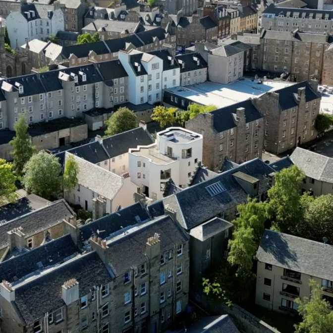 Fraser Livingstone Simon Square project in Edinburgh aerial view