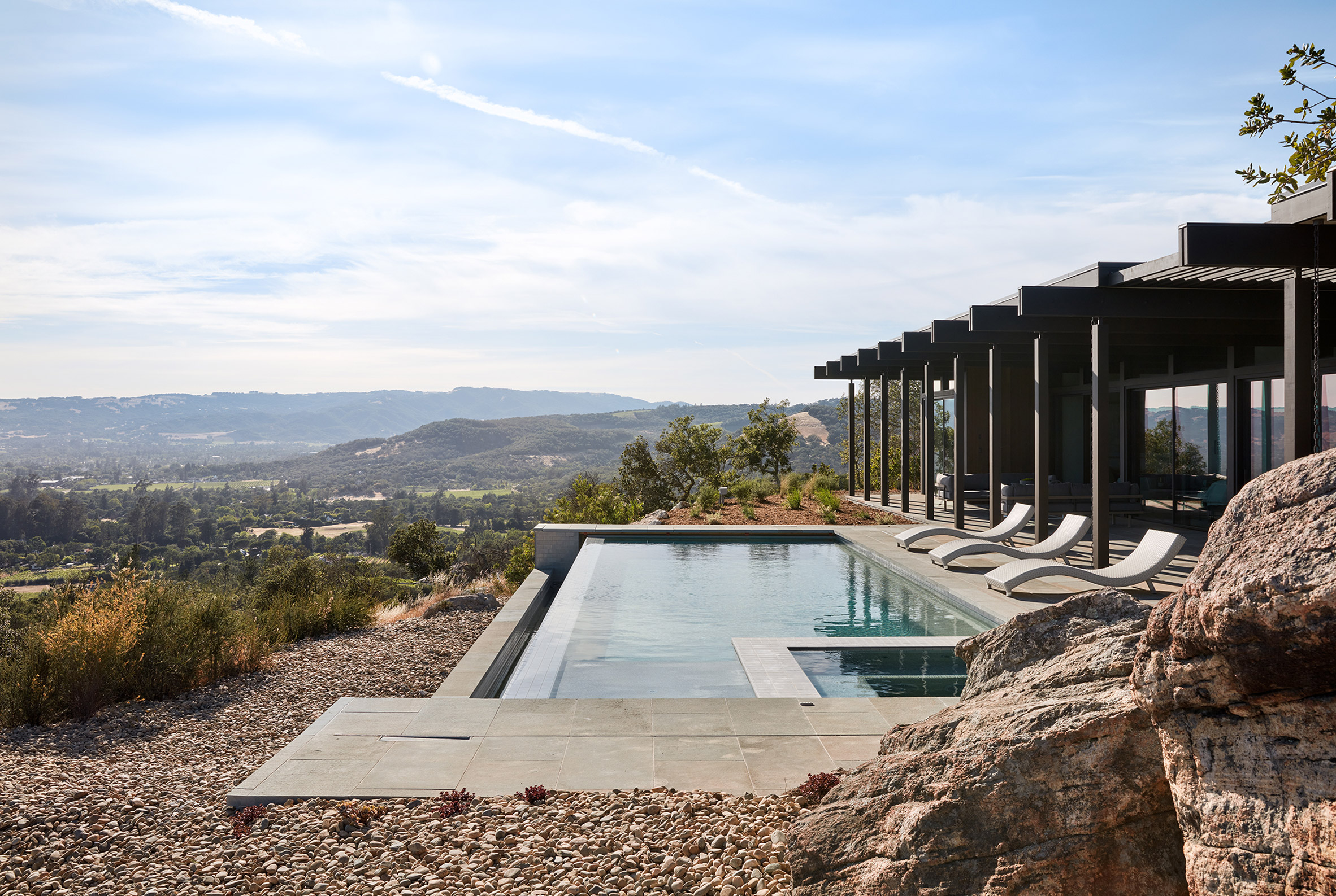 Open-air swimming pool with views of Sonoma, California