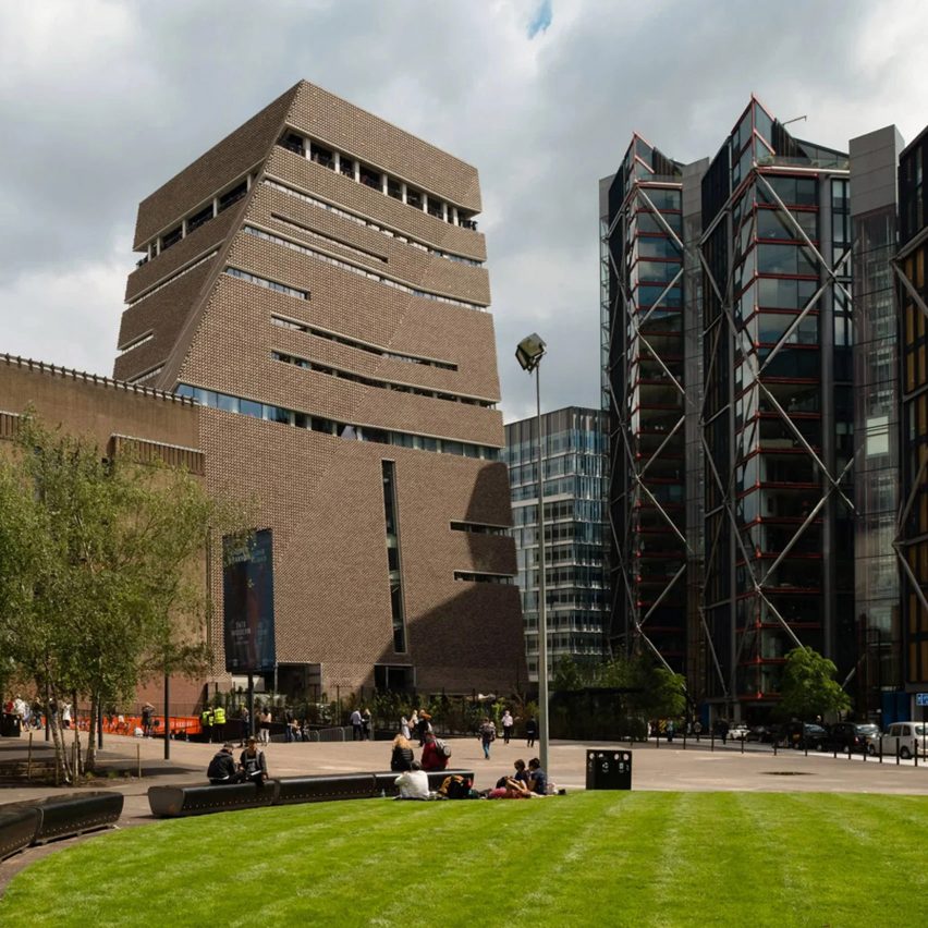 Exterior of Tate Modern extension beside Neo Bankside housing