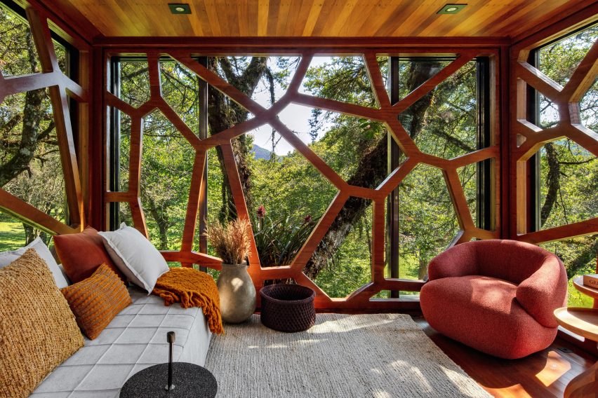 Obytný prostor v domě na stromě v Brazílii