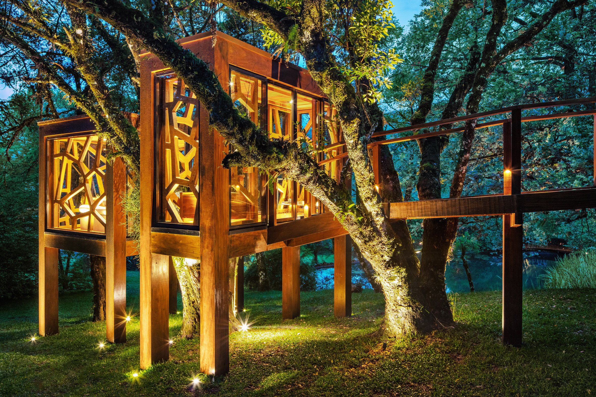 Illuminated treehouses in Brazil by Studio MEMM