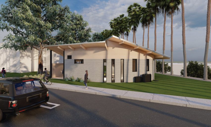 Rendering of beach front house by road