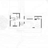 Ground floor plan of the lake house in Connecticut by Worrell Yeung