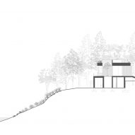 Section drawing of the lake house in Connecticut by Worrell Yeung