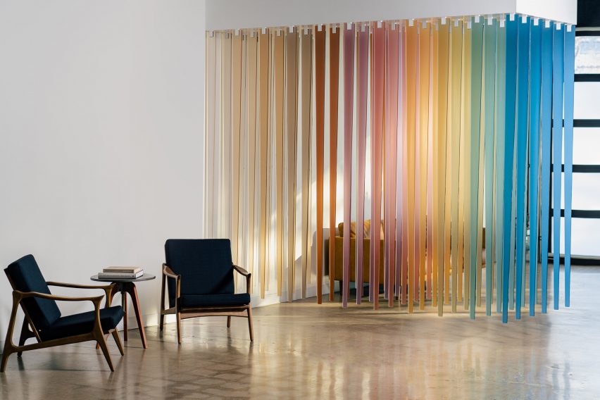 3form's 2023 Color Collection displayed in hanging strips