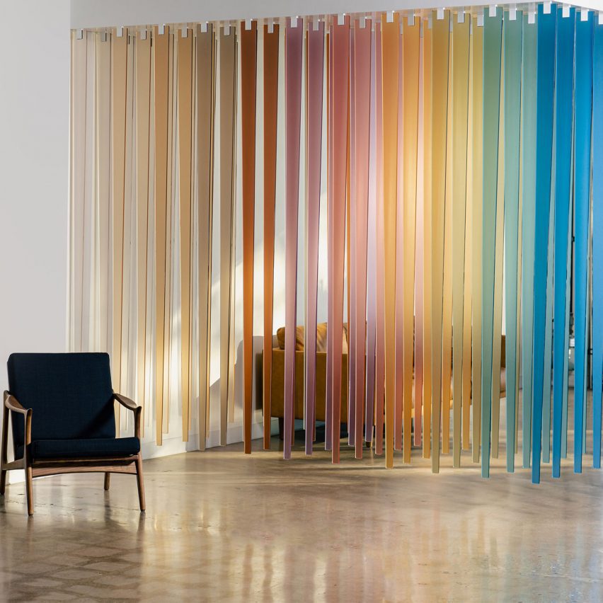 3form's 2023 Color Collection displayed in hanging strips