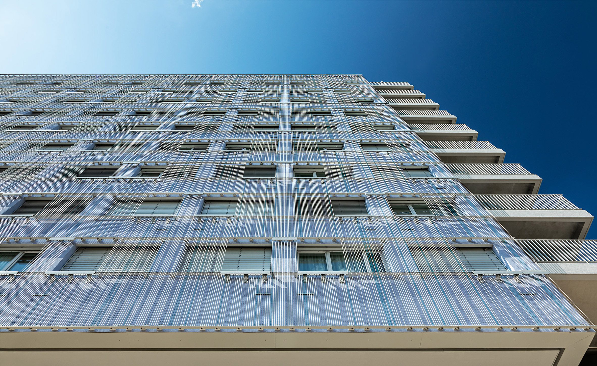 Close up image of the cladding of The Anémone Project in Montpellier, France