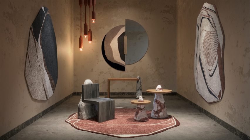 Photo of an installation with furniture, textiles and lighting