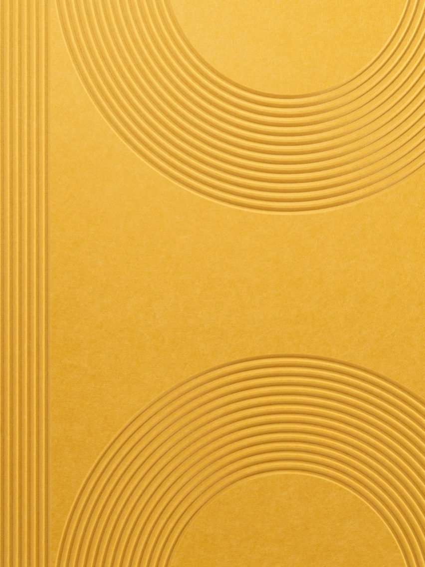 Close-up of acoustic panel in a yellow hue
