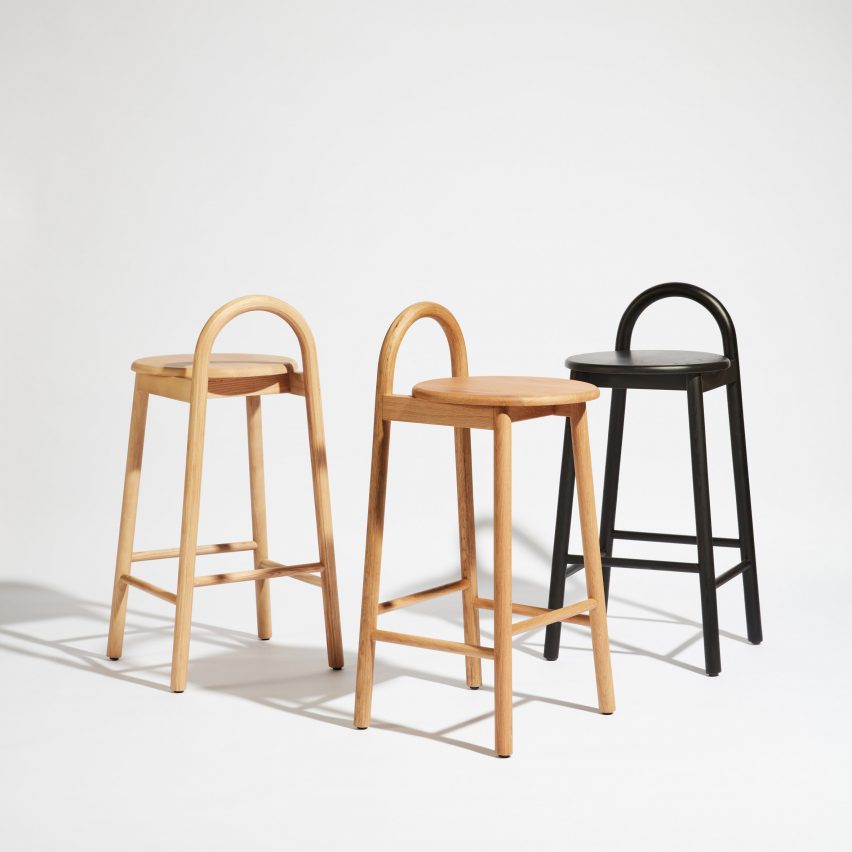 Timber and aluminium rounded stools
