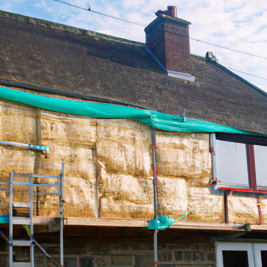Dall-E generated image of insulation being retrofitted to a house