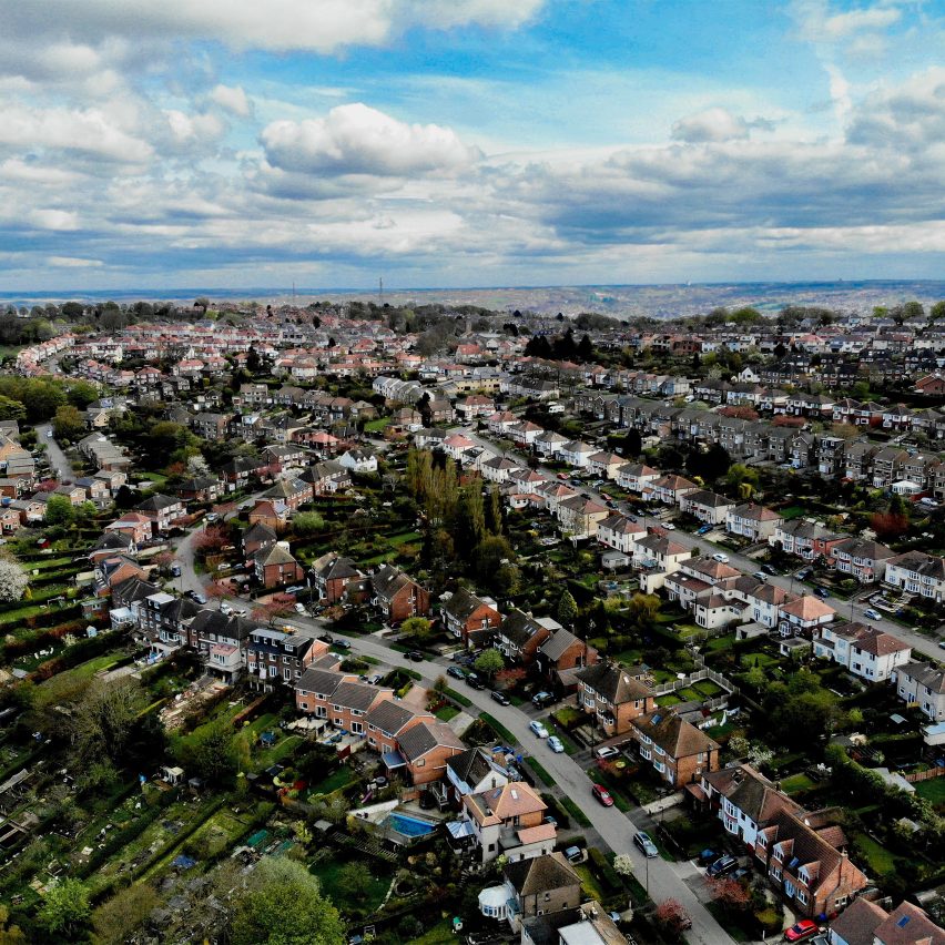 Aerial shot of British houses