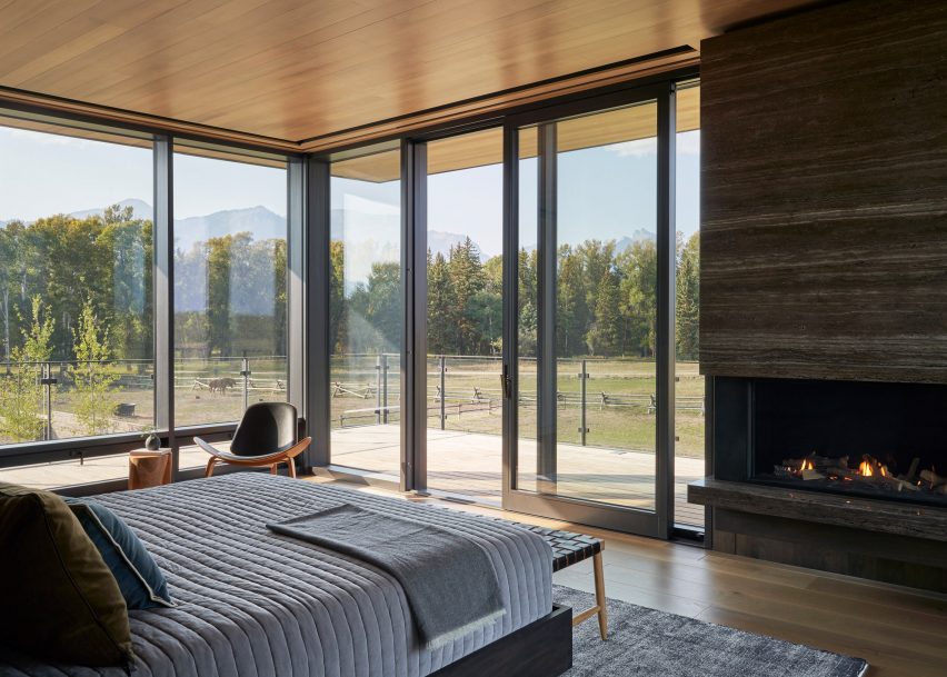 Glass-lined balcony attached to the primary suite on Black Fox Ranch