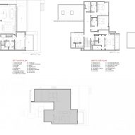 The ground floor, first floor and second floor plans of Lake House by DMAC