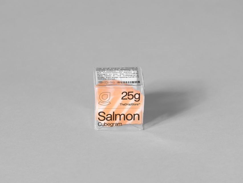 Small cube of salmon 