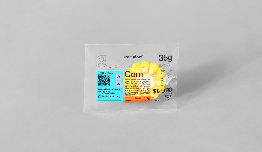 Small piece of corn in packaging