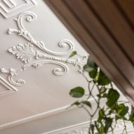 Decorative white ceiling mouldings