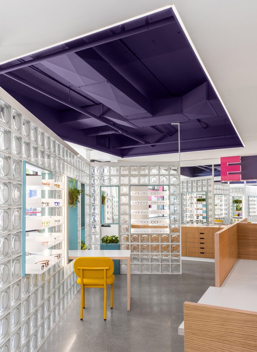Eye Eye retail space with cutout ceiling to add extra height