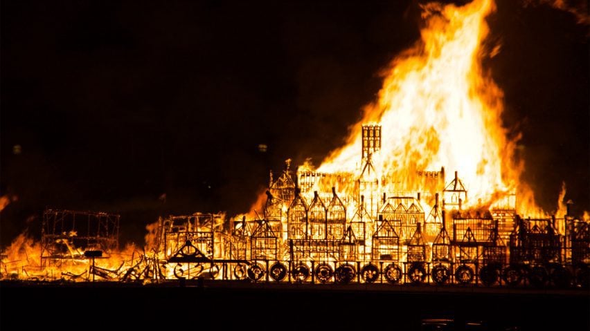 Great Fire of London reenactment
