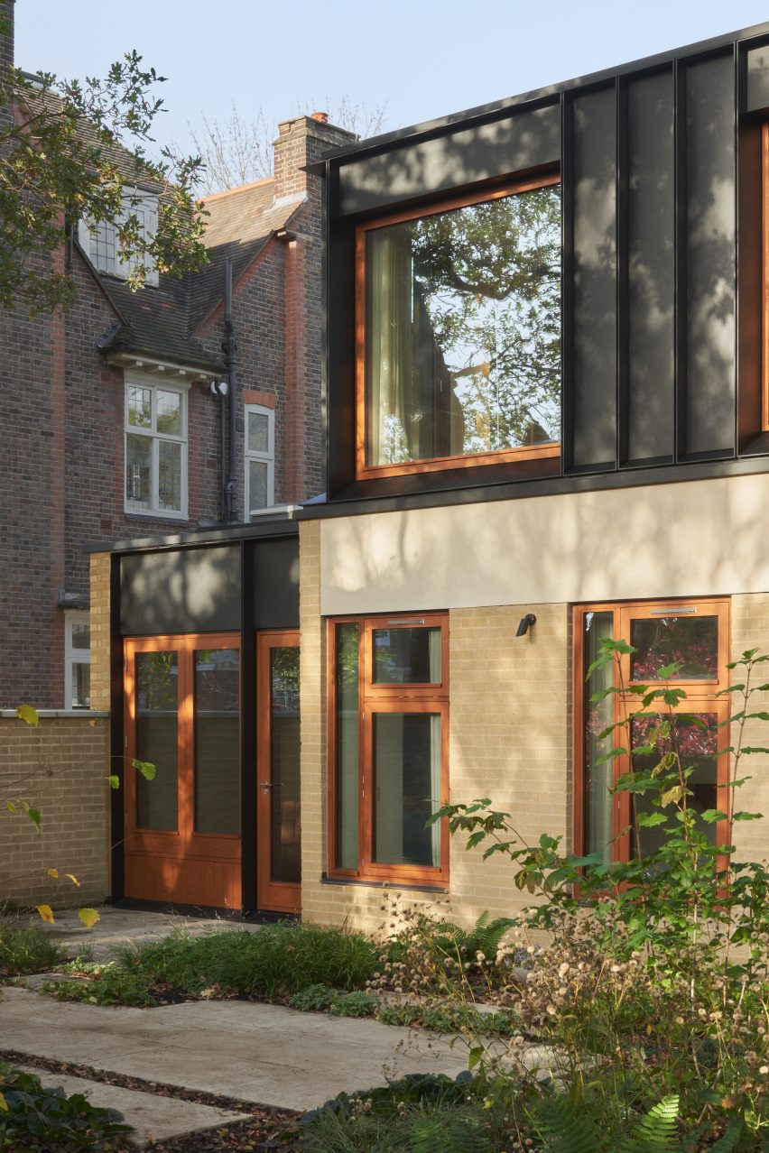 Exterior view of a brick and metal house in London