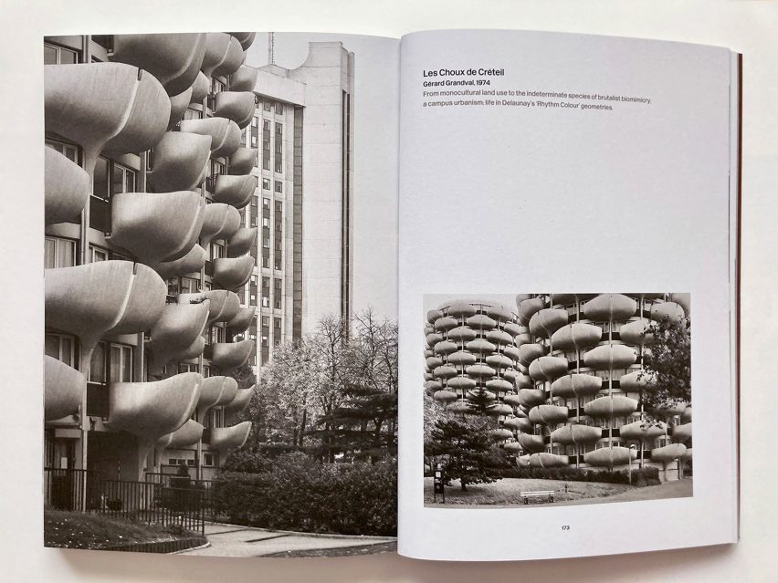 Inside pages of the Brutalist Paris book by Robin Wilson