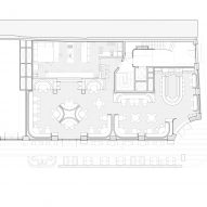 Ground floor plan of the Levi restaurant by Johannes Torpe Studio