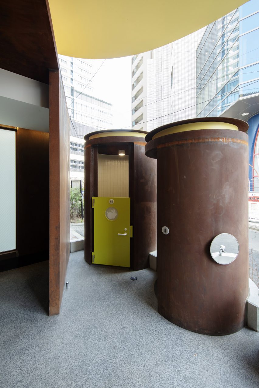 Weathering steel toilet block in Tokyo