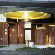 Junko Kobayashi tops weathering-steel Tokyo toilet with bright yellow disc