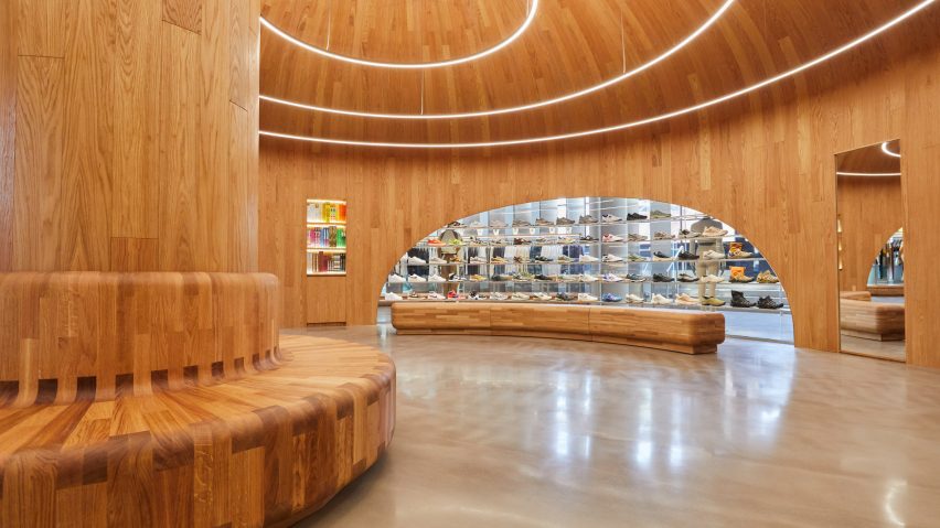 Wooden dome inside Kith store