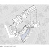 Exploded axonometric drawing of Lateral Verandah House by Malik Architecture