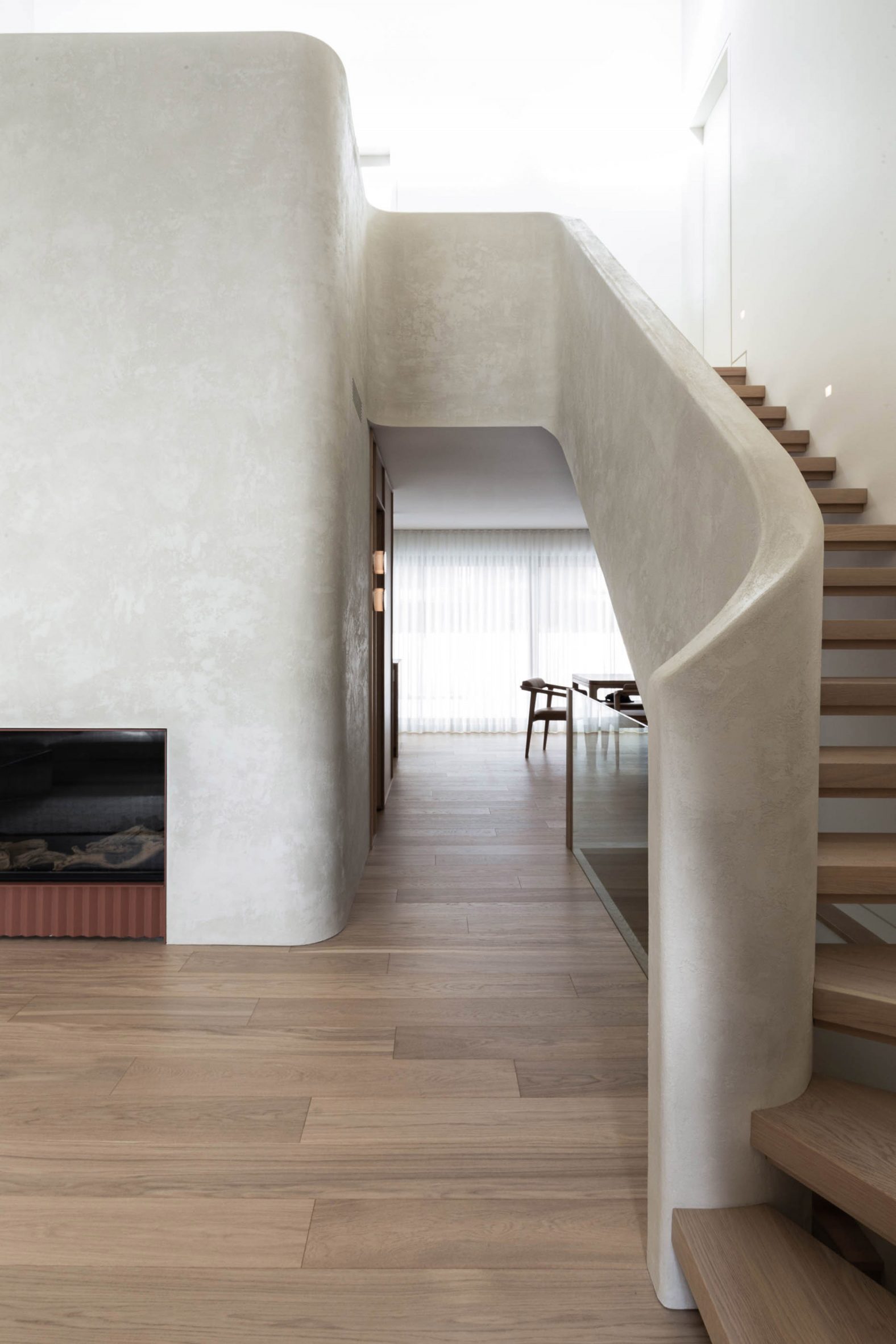 Rounded staircase within Montreal house