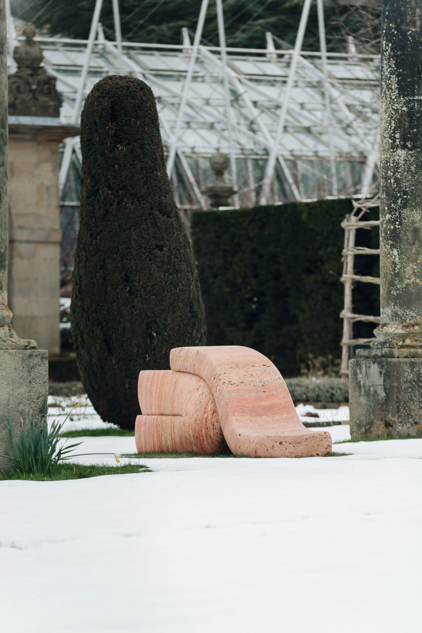 Najla El Zein-designed seat in the gardens of Chatsworth House